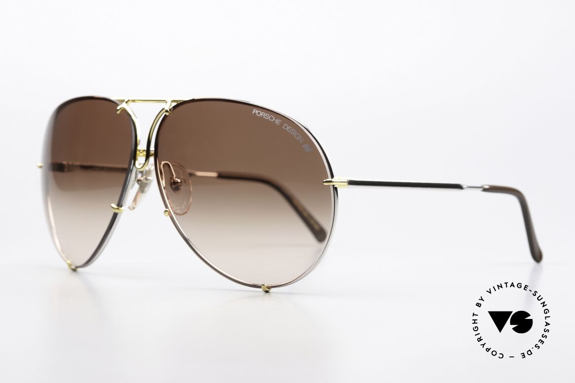 Porsche 5621 80er Bicolor Sonnenbrille, die 80er Legende mit den auswechselbaren Gläsern, Passend für Herren