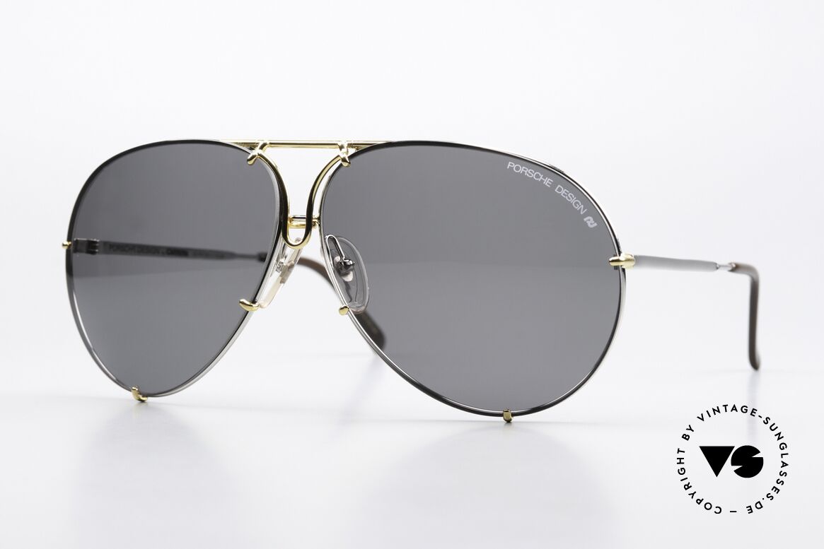 Porsche 5621 80er Bicolor Sonnenbrille, 1 Paar in braun-Verlauf und 1 Paar in grau; 100% UV, Passend für Herren