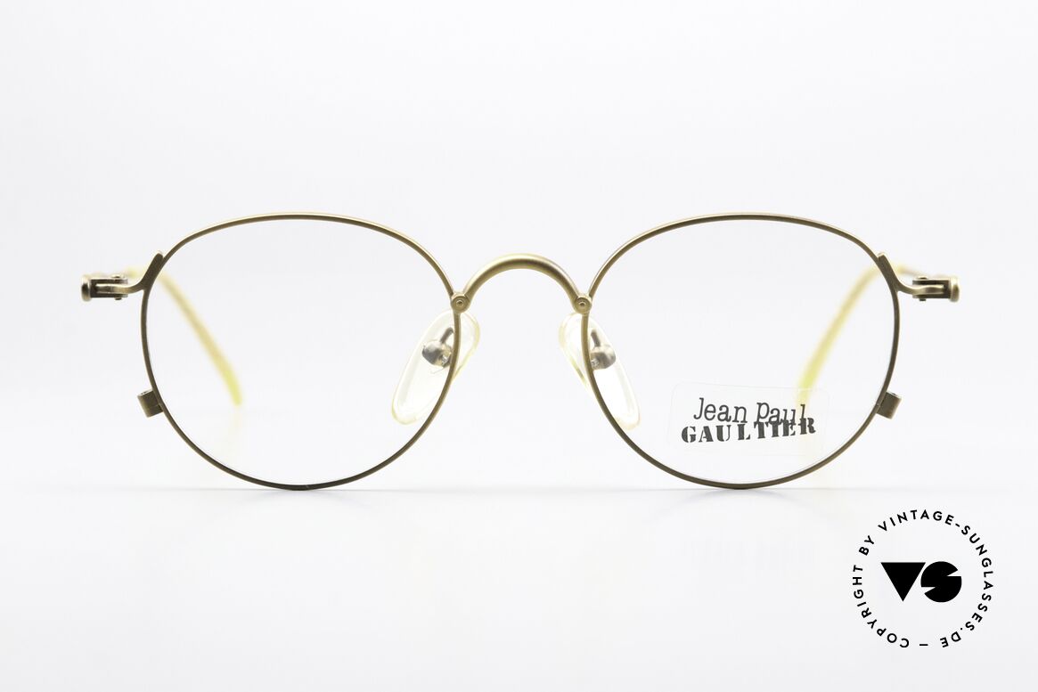 Jean Paul Gaultier 55-2172 Runde Vintage Brille 90er, sehr dekorative, gedrehte Bügel (wie ein Tau), Passend für Herren und Damen