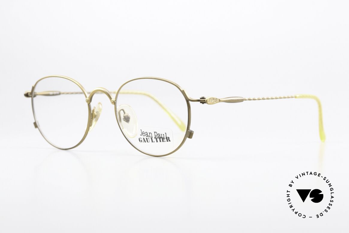 Jean Paul Gaultier 55-2172 Runde Vintage Brille 90er, mattgoldenes 90er Jahre Unikat in TOP-Qualität, Passend für Herren und Damen