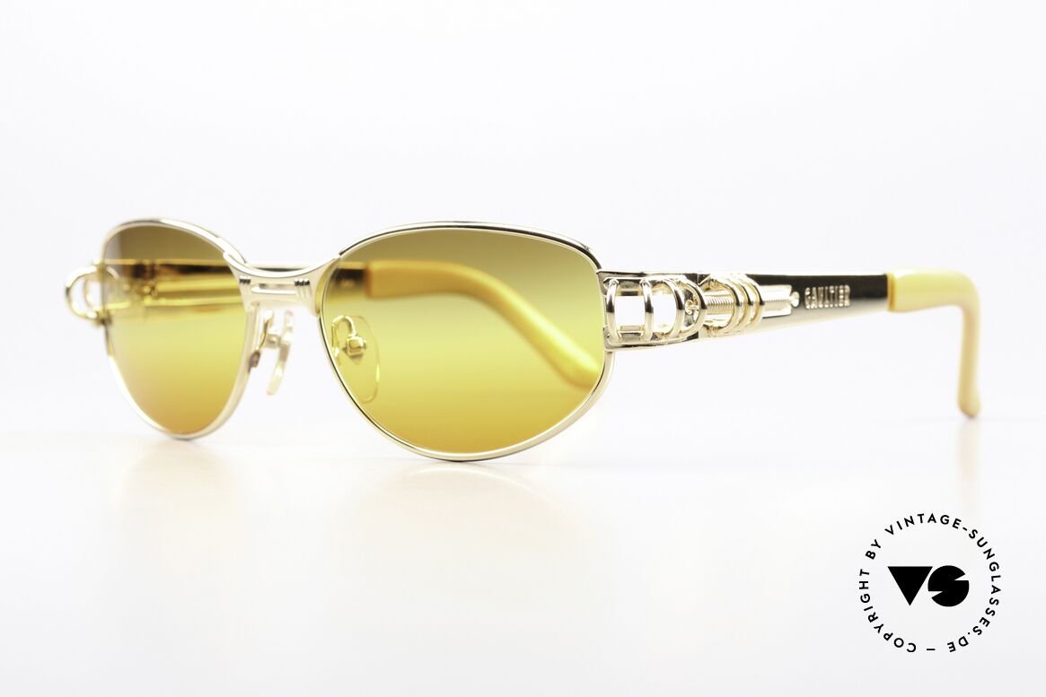 Jean Paul Gaultier 56-6105 Designer Sonnenbrille 1997, 22kt vergoldet + neue Sonnengläser mit 3fach Verlauf, Passend für Herren und Damen