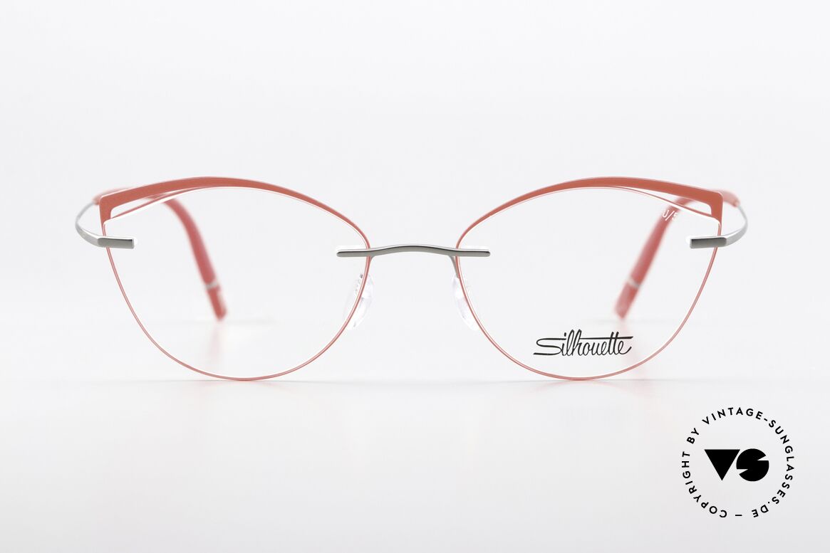 Silhouette 5518 Titan Mit Roten Akzenten, zauberhafte randlose Damenbrille mit Farbakzent, Passend für Damen