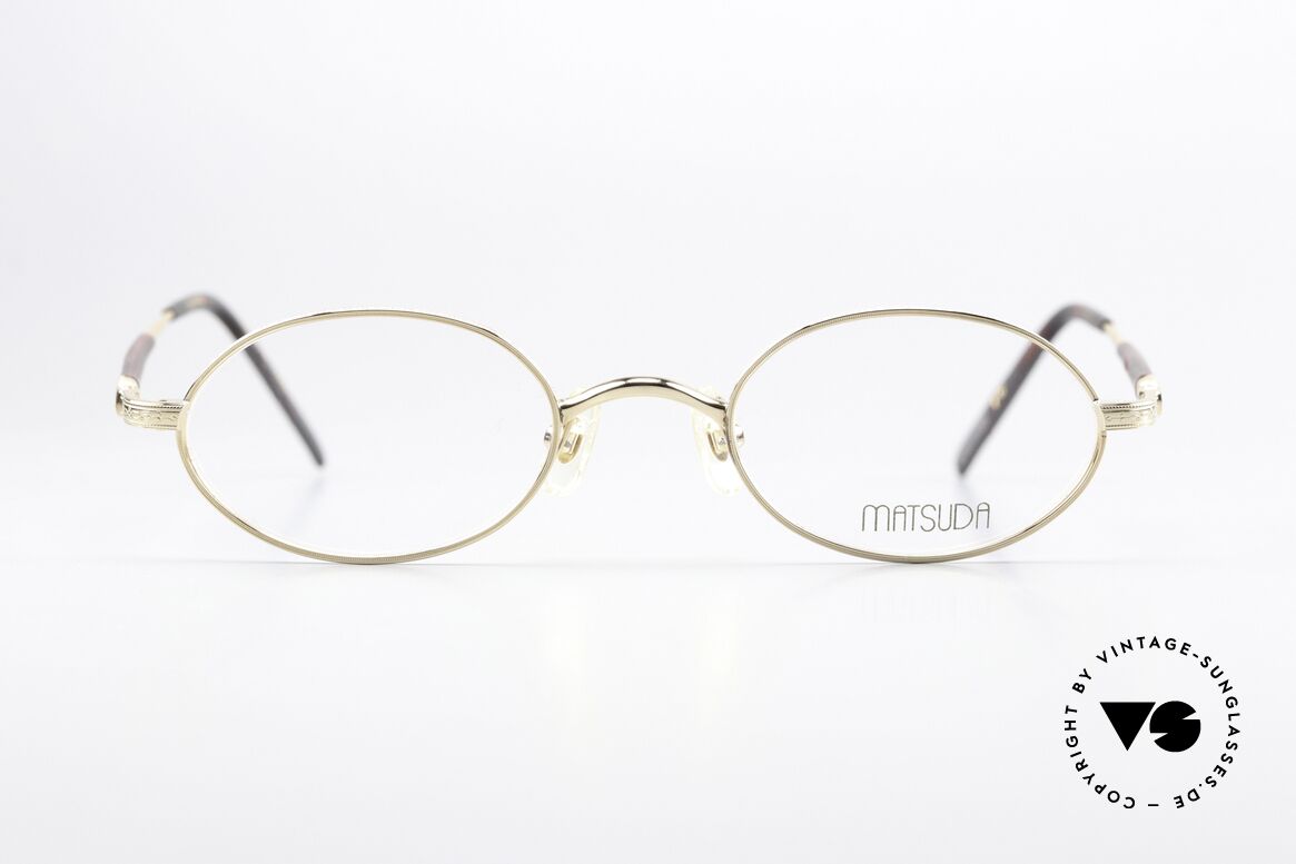 Matsuda 10116 Kleine Ovale Vintage Brille, kleine, ovale 90er Brille (ideal für größere Sehstärken), Passend für Herren und Damen