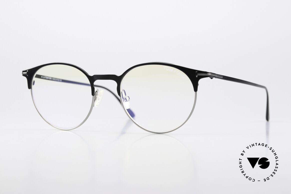 Tom Ford TF5548 Unisex Designerbrille Panto, Tom Ford TF5548-B, 002, Unisex-Brille, Gr. 49-19, Passend für Herren und Damen