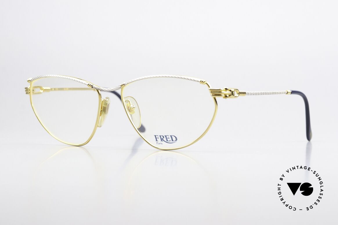 Fred Alize - L Damen Luxus Brille Large, Luxus-Brillenfassung von FRED, Paris aus den 90ern, Passend für Damen