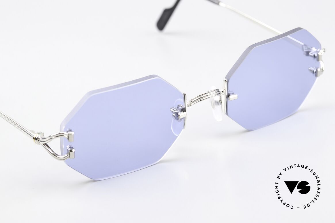 Cartier Rimless Octag Platinum Portofino Dekor, neue CR39 Gläser in blau-solid; für 100% UV Schutz, Passend für Herren und Damen