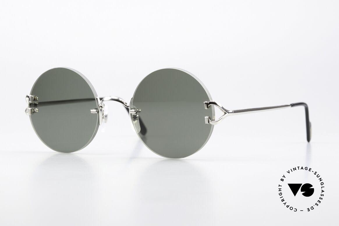 Cartier Madison Platinum Tendenz Large Size, edle runde Cartier Luxus-Sonnenbrille von 1997, Passend für Herren und Damen