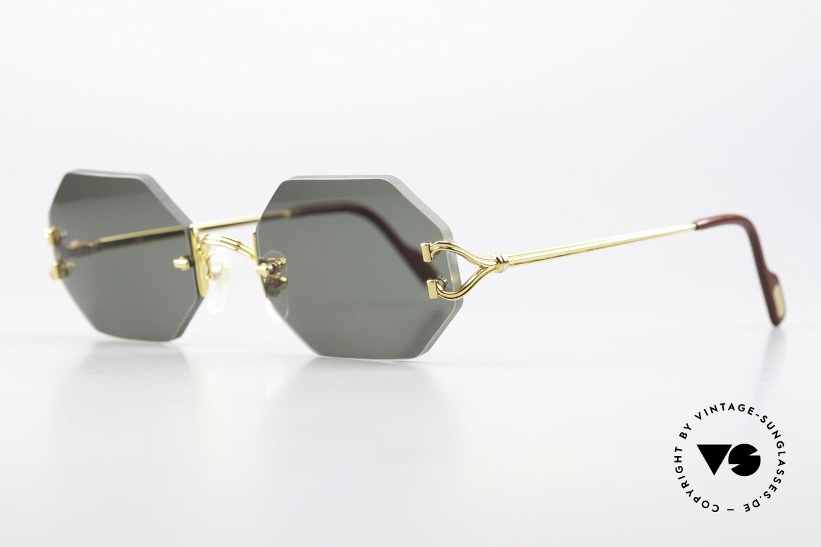 Cartier Rimless Octag Achteckige Sonnenbrille 90er, ORIGINAL, 20mm Brücke, M Größe (133mm Breite), Passend für Herren und Damen