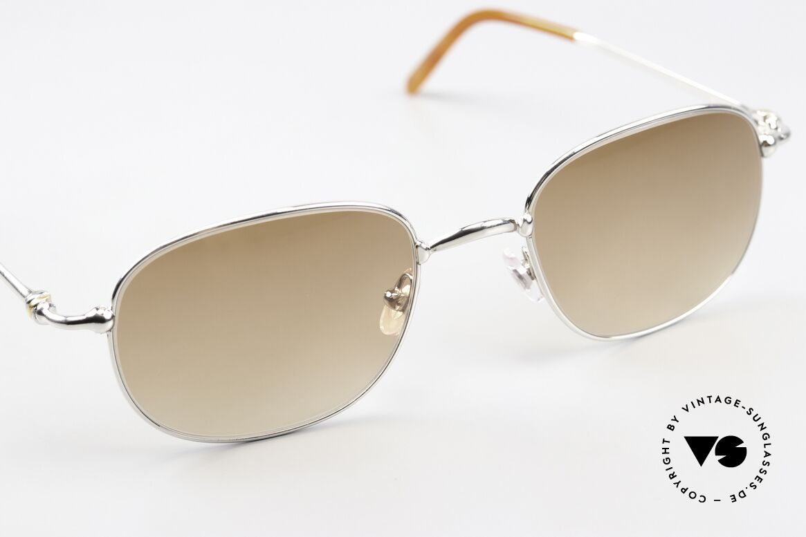 Cartier Vega 90er Luxus Platin Sonnenbrille, neue hellbraune Sonnengläser (100% UV Protection), Passend für Herren