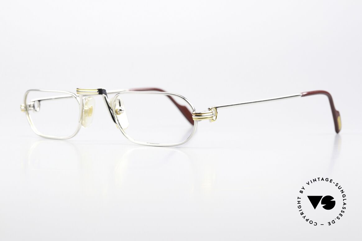 Cartier Demi Lune LC - M Platin Luxus Lesebrille 1987, dieses Modell mit Louis Cartier Dekor in Gr. 50-24, 140, Passend für Herren