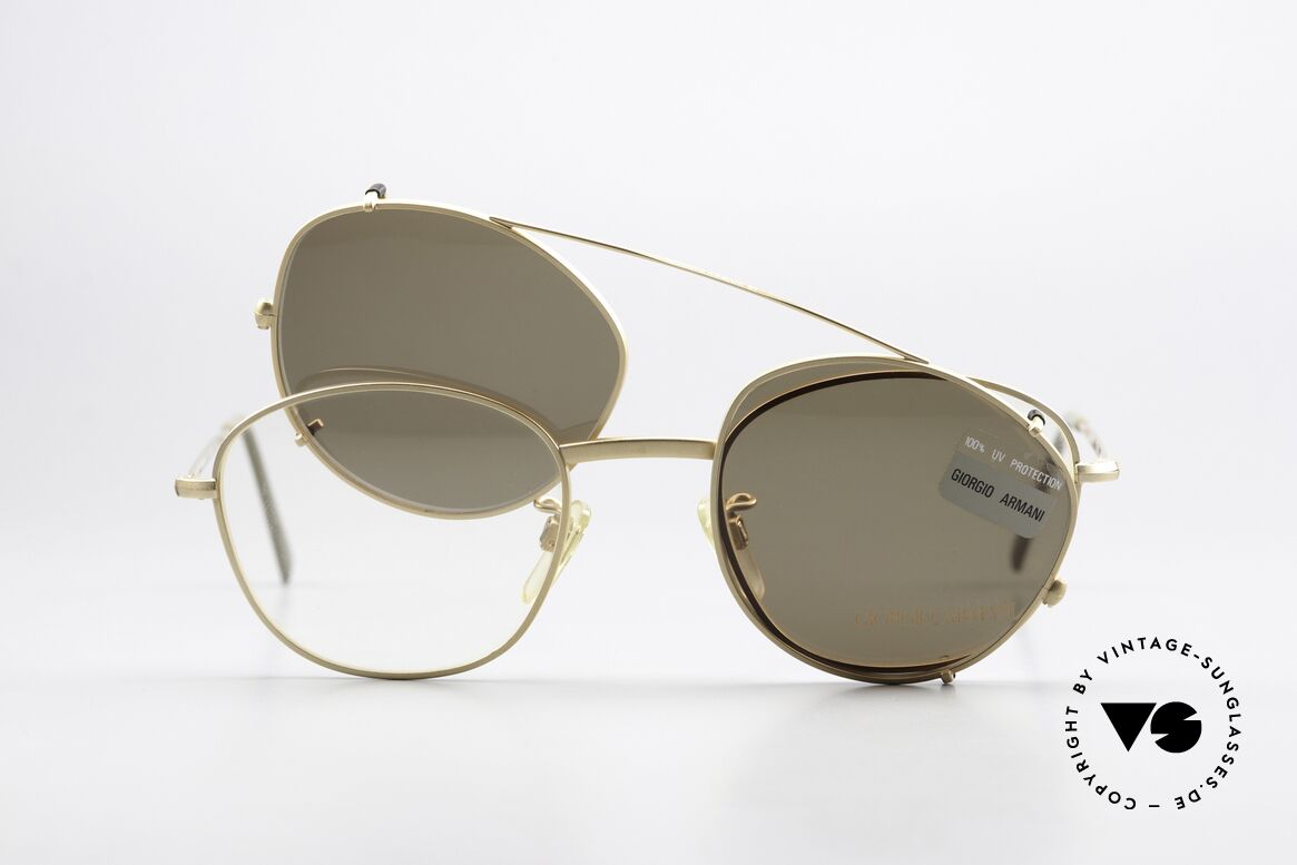 Giorgio Armani 203 Eckige 80er Brille Mit SunClip, Größe: medium, Passend für Herren und Damen