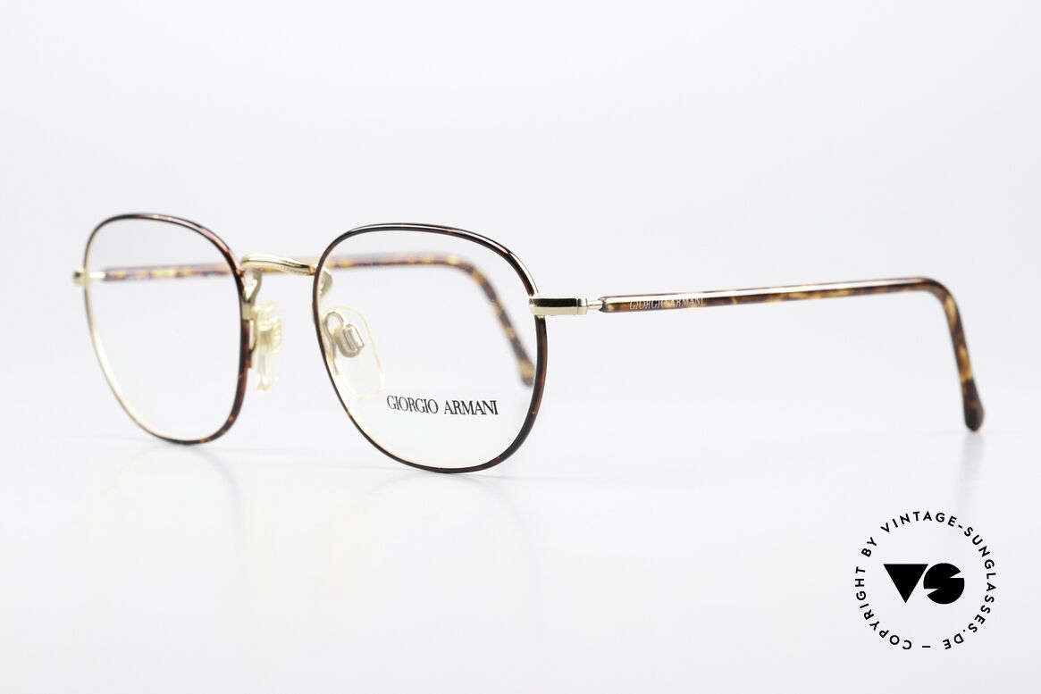 Giorgio Armani 162 Eckige Panto Brille 90er, Kombination aus kastanienbraun/schildpatt & gold, Passend für Herren und Damen