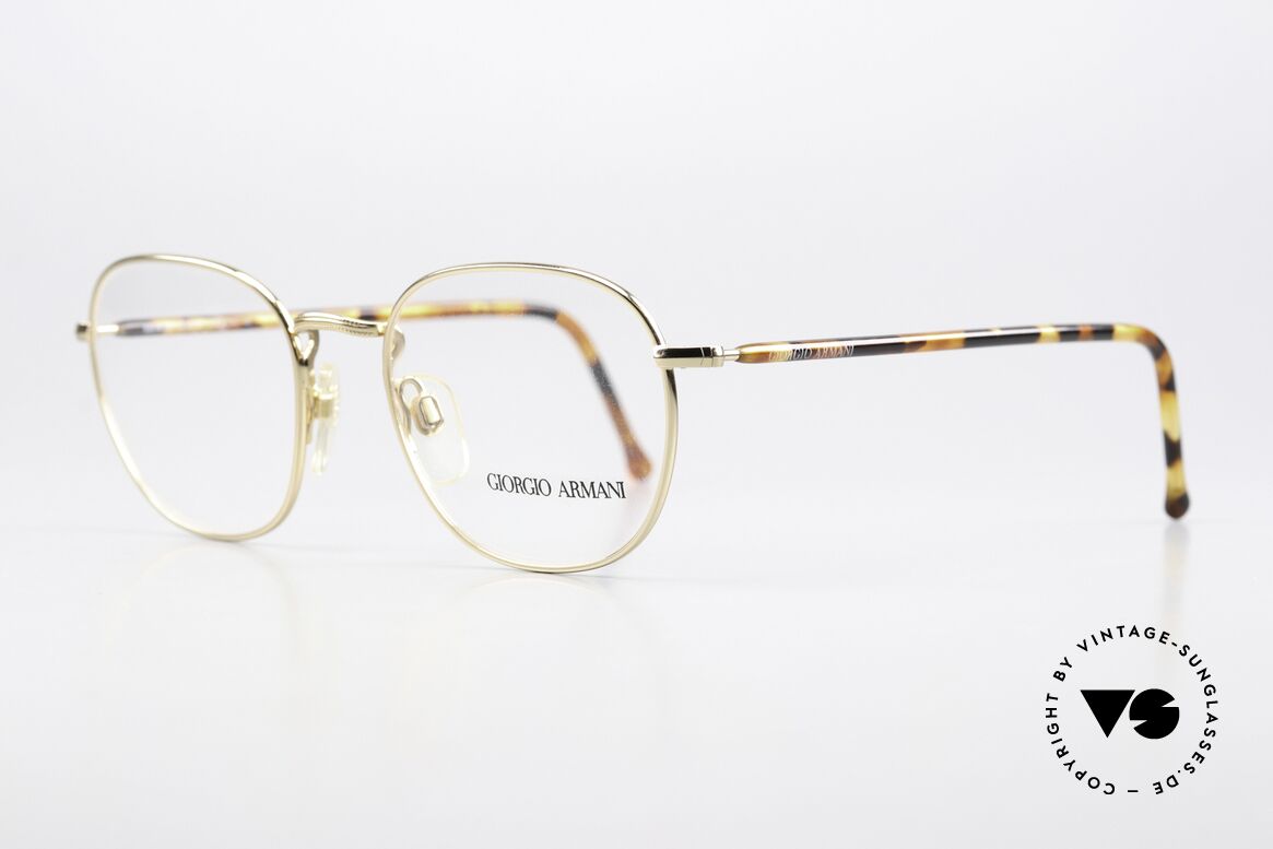 Giorgio Armani 162 Klassische 90er Panto Brille, vergoldete Rahmenfront mit Bügeln in "Schildpatt", Passend für Herren und Damen