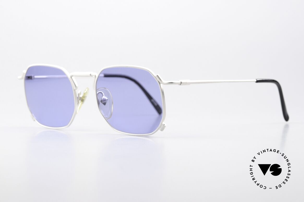 Jean Paul Gaultier 55-8175 Eckige 90er Brille Unisex, mit blauen Sonnengläsern (100% UV Protection), Passend für Herren und Damen