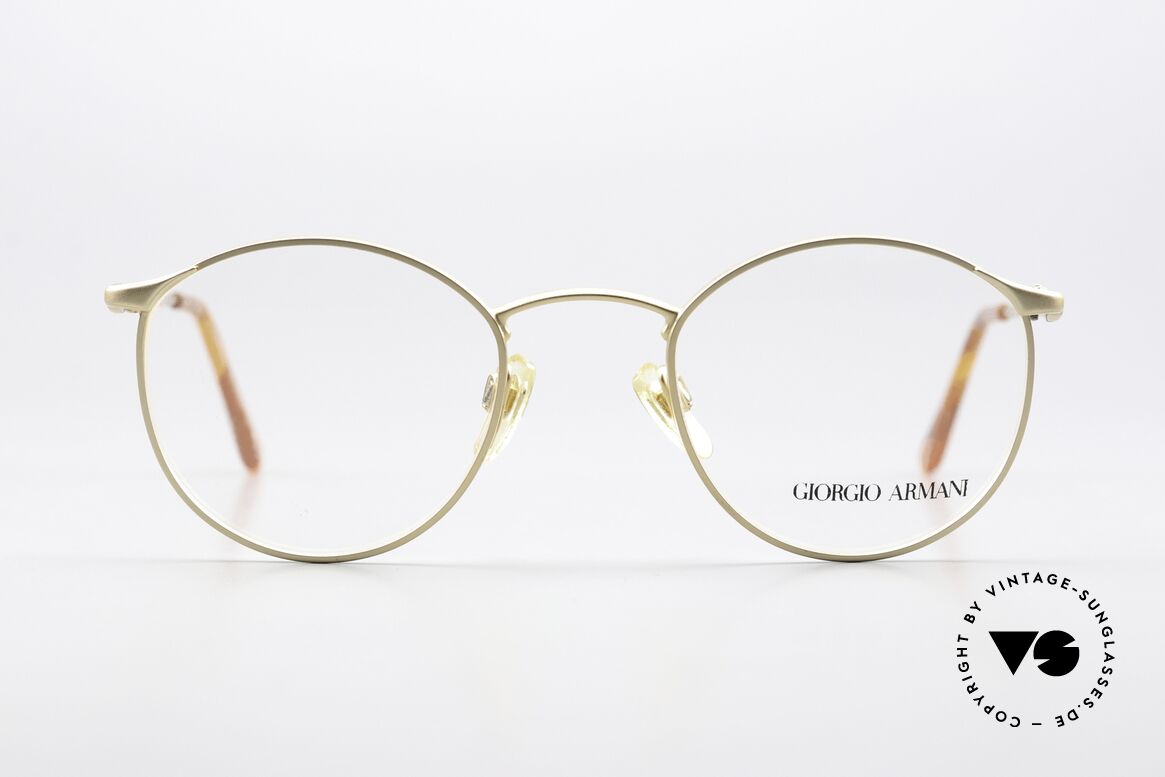 Giorgio Armani 132 90er Brille In Matt Gold, "klassischer" geht's nicht (weltbekannte Panto-Form), Passend für Herren