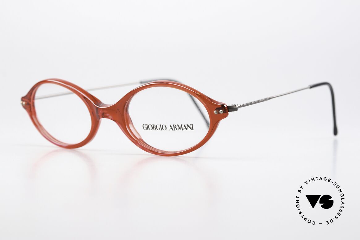 Giorgio Armani 378 Unisex 90er Brille Oval Small, Kunststoff-Front mit fein verzierten Draht-Bügeln, Passend für Herren und Damen