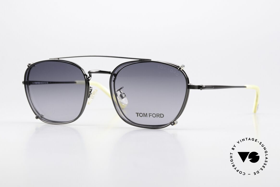 Tom Ford TF5335 Designerbrille Mit Clip On, Tom Ford TF5335, 012, Unisex-Brille, Gr. 49-20, Passend für Herren und Damen