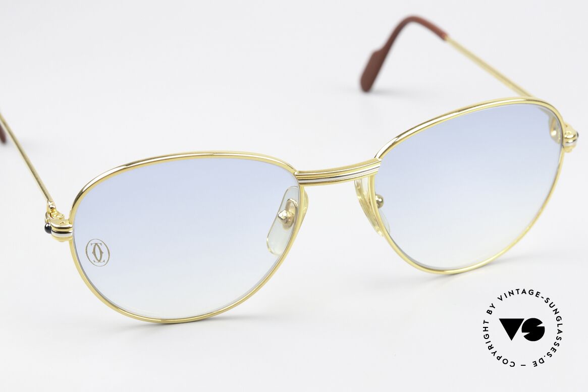 Cartier S Saphirs 0,94 ct - M Echte Saphir Sonnenbrille, mit original CARTIER Sonnengläsen: blau-Verlauf, Passend für Damen