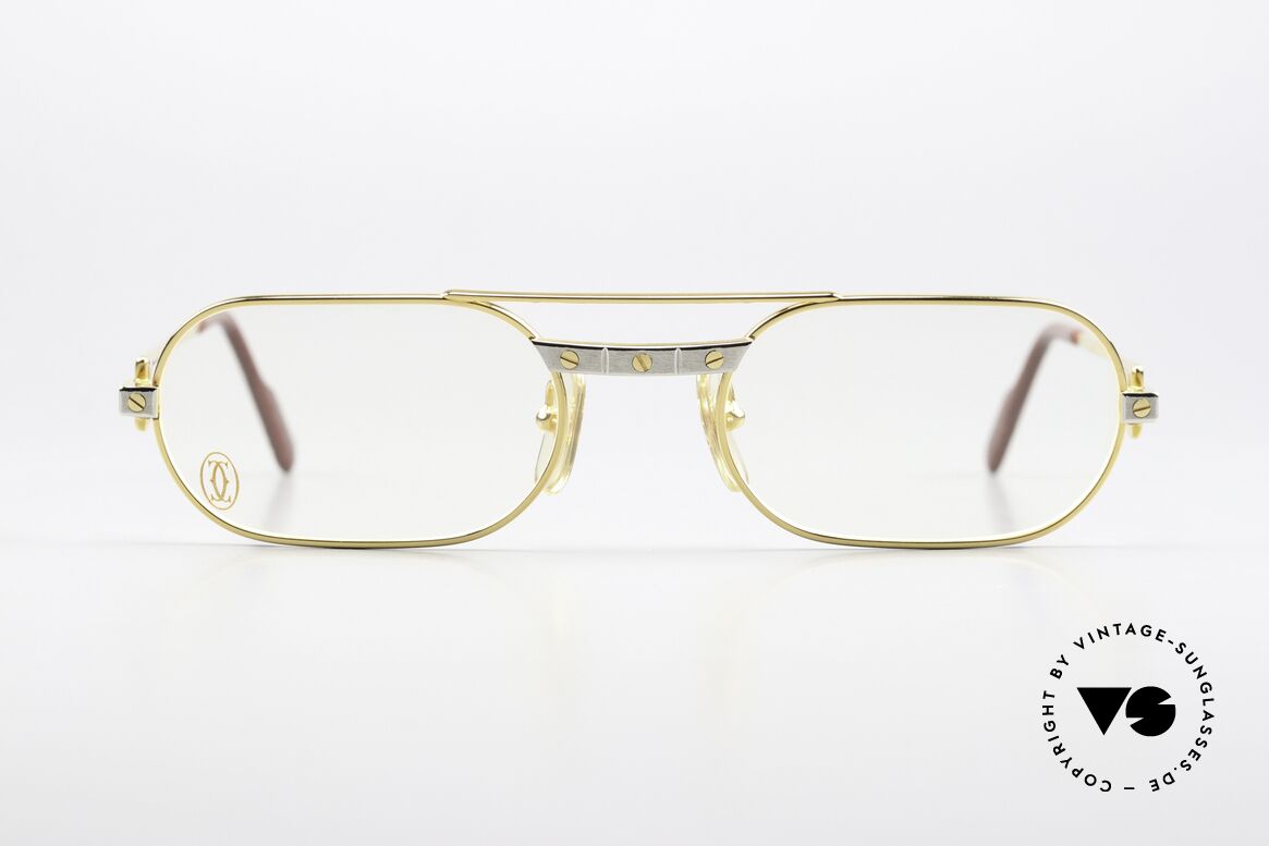 Cartier MUST Santos - S 80er Vintage Brille Unisex, hier mit SANTOS Dekor in SMALL Größe 53°20, 130, Passend für Herren und Damen