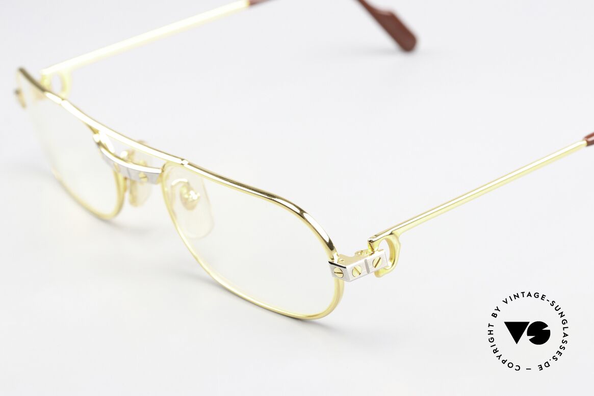 Cartier MUST Santos - S 80er Vintage Brille Unisex, 22kt vergoldet (wie alle alten Cartier Luxus-Brillen), Passend für Herren und Damen