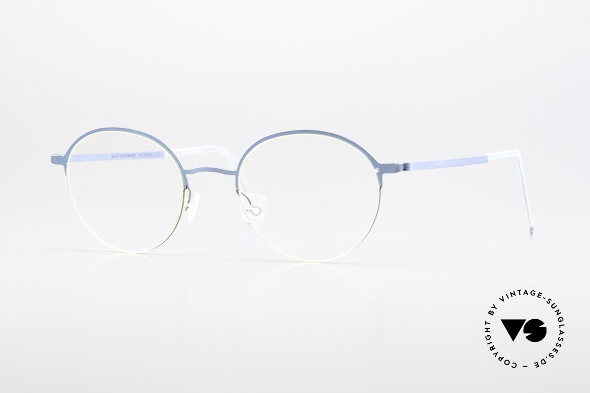 Lindberg 4010 Strip Titan 1990er Rahmen Blau Silber, kleine Panto Brille der LINDBERG Strip Titanium Serie, Passend für Herren und Damen