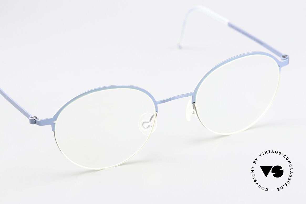 Lindberg 4010 Strip Titan 1990er Rahmen Blau Silber, extrem stabile Brille, flexibel & elastisch, und nur 13g, Passend für Herren und Damen