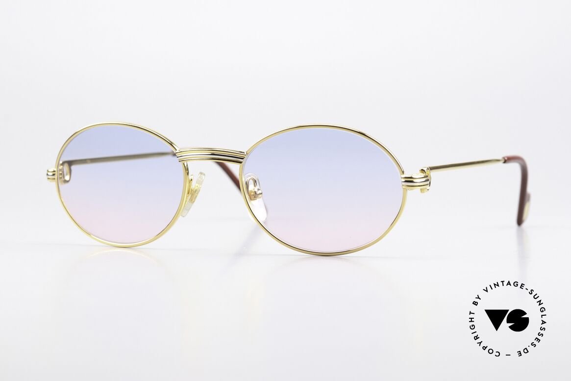 Cartier Saint Honore Sonnengläser Baby-Blau Pink, ovale vintage Cartier Sonnen-Brille von circa 1998, Passend für Herren und Damen