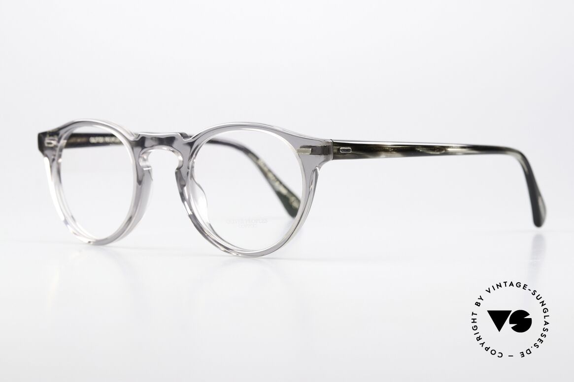 Oliver Peoples Gregory Peck Zeitlose Panto Brille 45mm, Gregory Peck Brille, Größe 45x23, grau-transparent, Passend für Herren