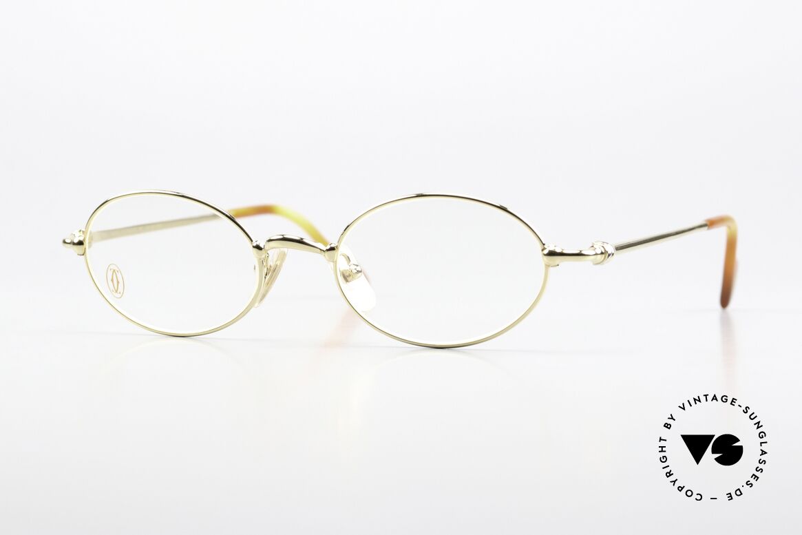 Cartier Filao - S Kleine Ovale 90er Brille 22kt, ovale Cartier Brillenfassung, S Größe 47/19, 130, Passend für Herren und Damen