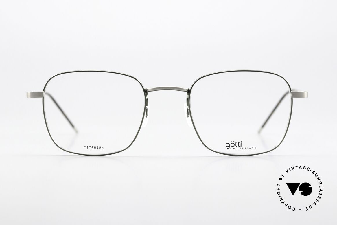 Götti Davis Eckige Brille Titanium Grün, sehr leichte Titanium-Brillenfassung, made in Japan, Passend für Herren und Damen