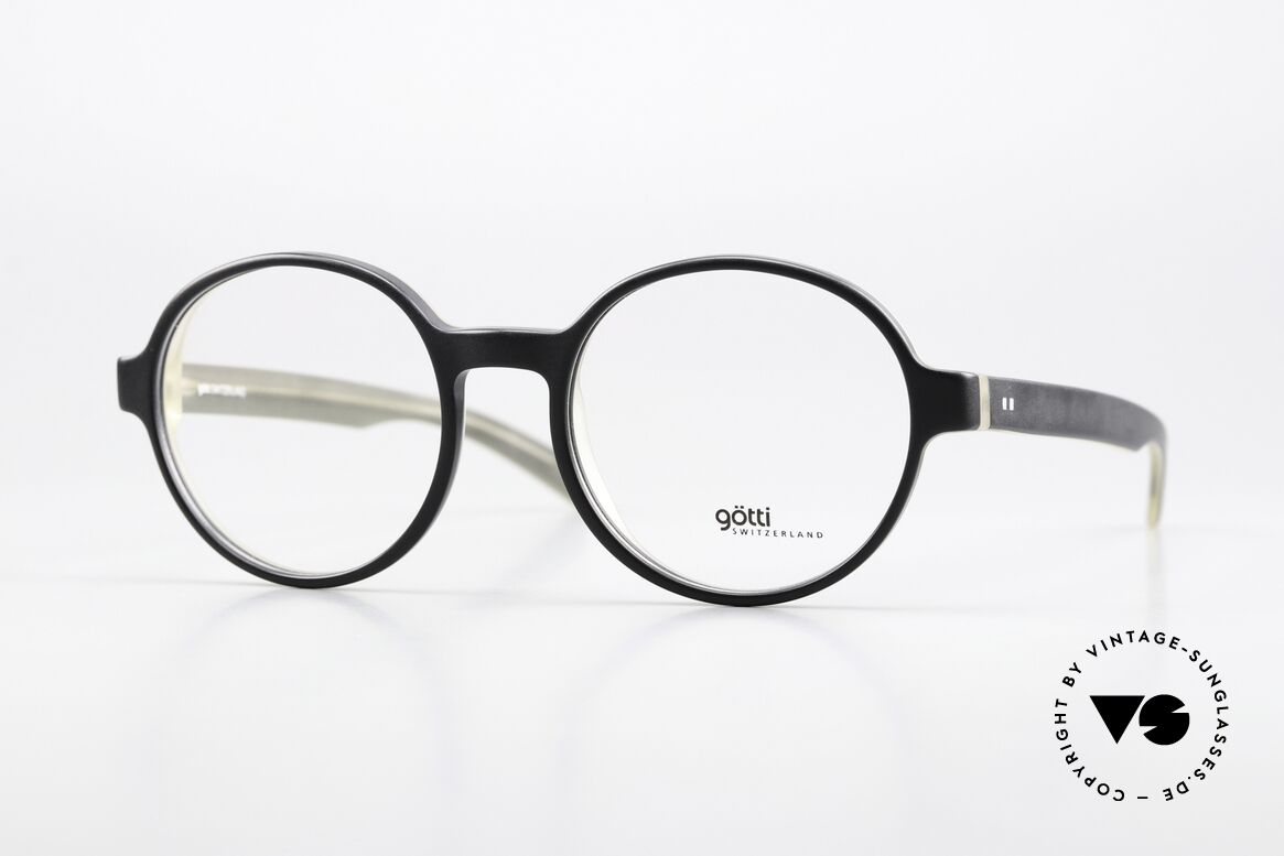 Götti Werry Runde Azetat Brille Schwarz, Götti / Goetti Brille Werry, col. BLKY-M, Gr. 49/18, Passend für Herren und Damen