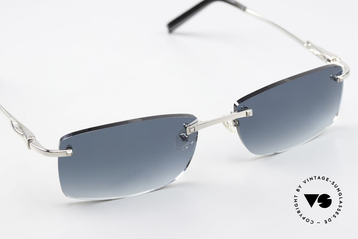 Fred Cayman F6 Luxus Sonnenbrille Eckig, Mini-Abdruck des Original-Etikettes auf rechtem Glas, Passend für Herren