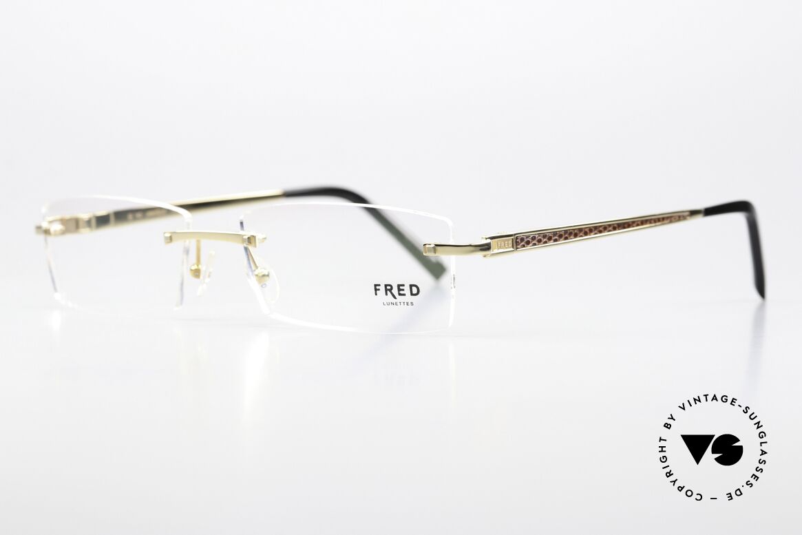 Fred Jamaique F4 Randlose Luxus Brille Eckig, randlose Herrenbrille mit Federscharnieren, Gr. 57/18, Passend für Herren