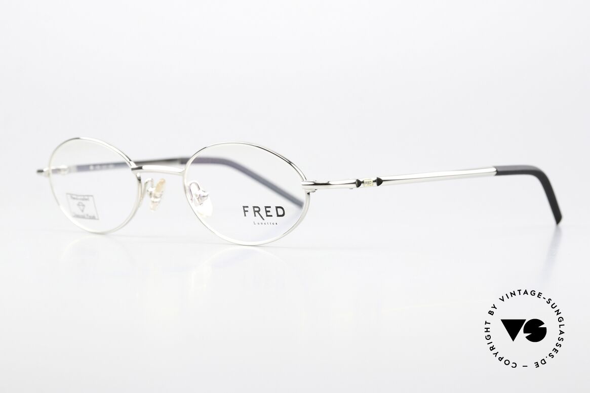 Fred Cut 001 Zeitlose Ovale Brille Unisex, kostbares, ungetragenes Original; PLATIN-plattiert!, Passend für Herren und Damen