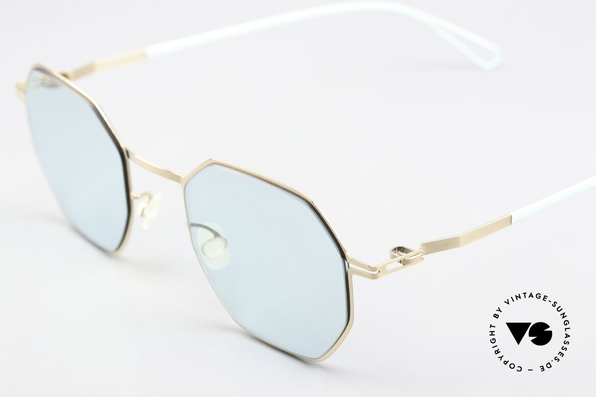 Mykita Walsh Bernhard Willhelm Design, col. 812 = vergoldet / türkis (Gläser ebenfalls türkis), Passend für Herren und Damen