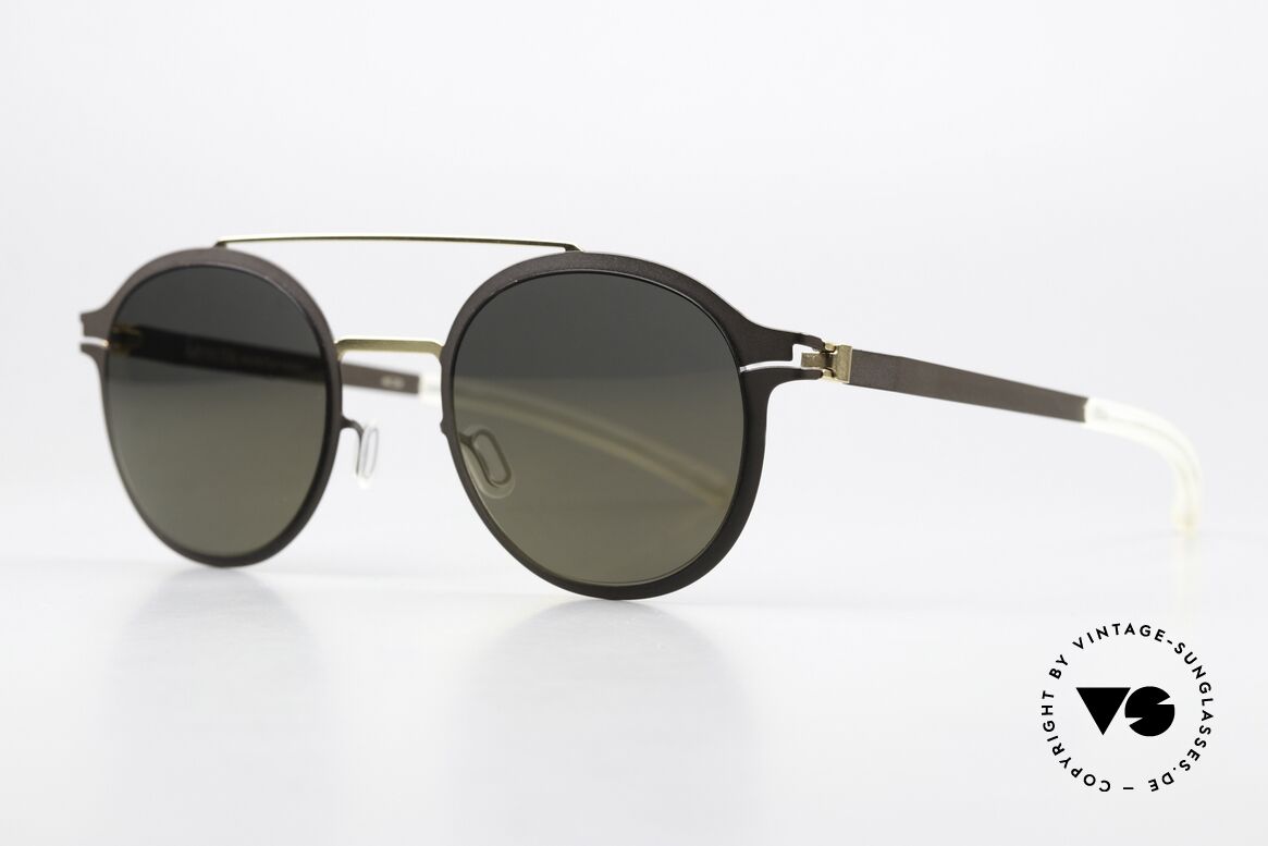 Mykita Crosby Decades Sun Collection, Front dunkelbraun/gold mit gold verspiegelten Gläsern, Passend für Herren und Damen