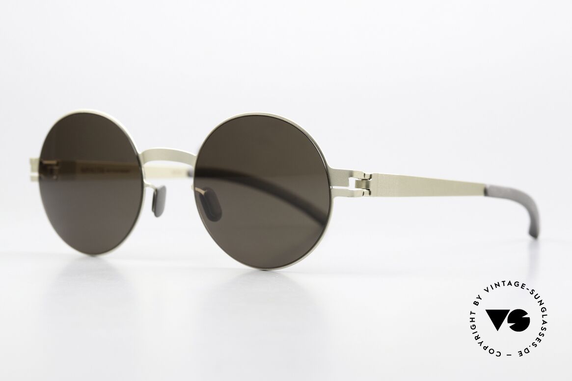 Mykita Moon Unisex Sonnenbrille Rund, Rahmen matt-silber mit entspiegelten Sonnengläsern, Passend für Herren und Damen