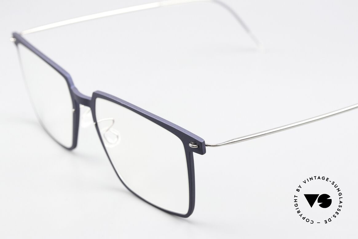 Lindberg 6577 NOW Eckige Designerbrille Unisex, Color D18 / T804: dunkelblaue Front & silberne Bügel, Passend für Herren und Damen