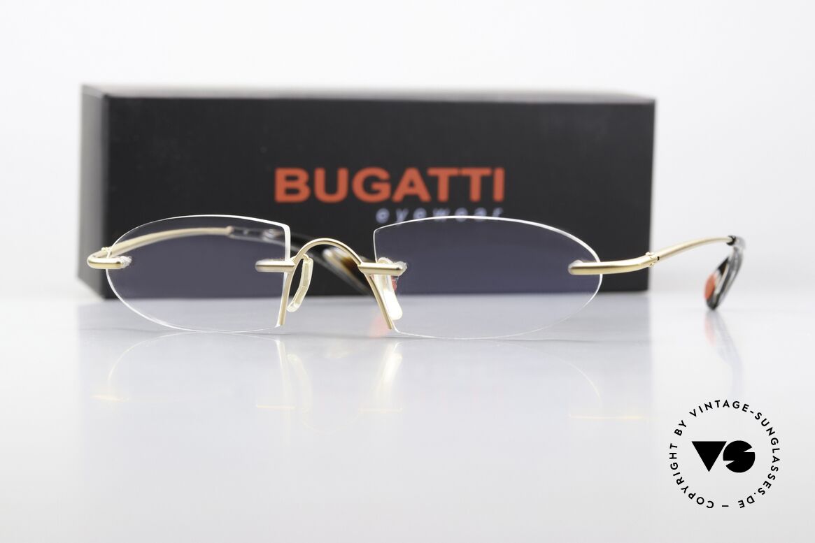 Bugatti 356 Odotype Sportliche Herrenbrille Randlos, sehr spezielle Glasform; RANDLOS eingefasst, Passend für Herren