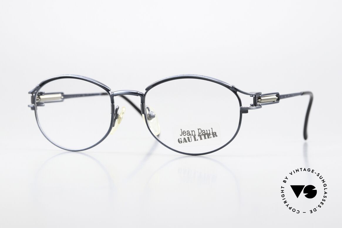 Jean Paul Gaultier 55-5109 Tupac Shakur Vintage Brille, J.P. Gaultier 55-5109 vintage Brille in antik-blau, Passend für Herren und Damen