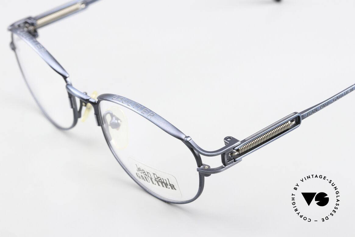 Jean Paul Gaultier 55-5109 Tupac Shakur Vintage Brille, genialer Bügel-Klappmechanismus mit Sprungfedern, Passend für Herren und Damen