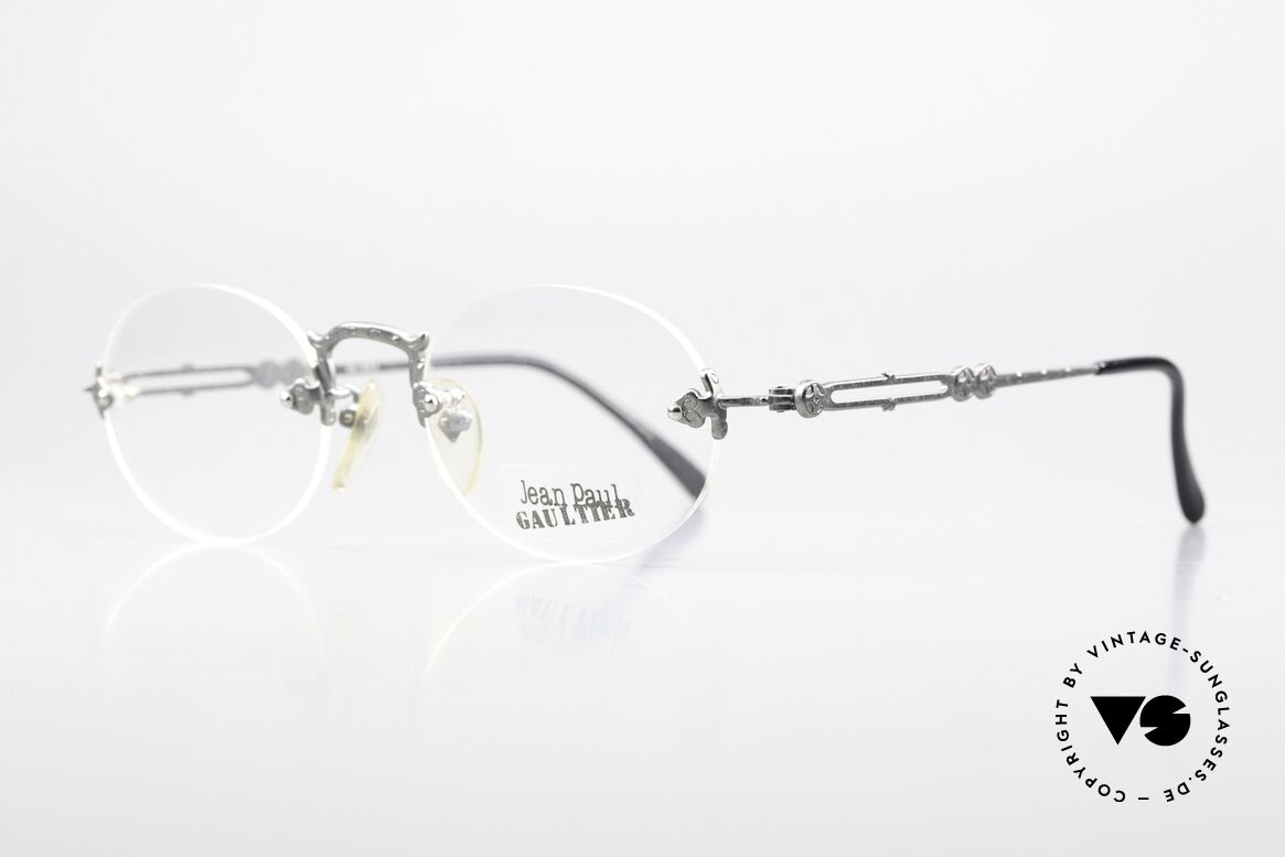 Jean Paul Gaultier 55-4172 Randlose Designerbrille 90er, ein Designerstück eben; Größe 50/20, in antik-silber, Passend für Herren und Damen