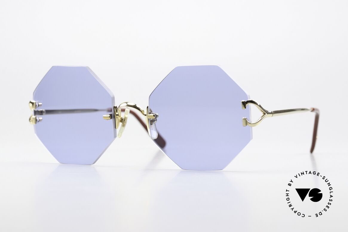 Cartier Rimless Octag Einzelstück Customized 90er, achteckige CARTIER Luxus-Sonnenbrille von 1999, Passend für Herren und Damen