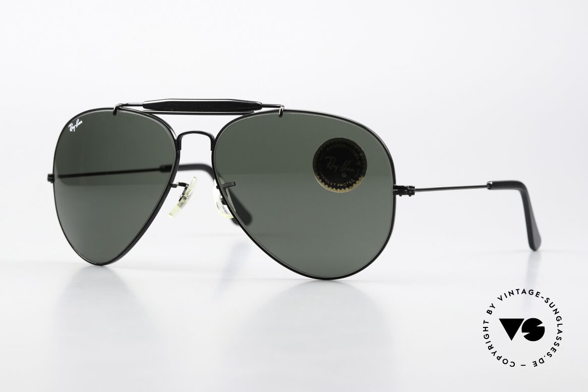 Ray Ban Outdoorsman II G15 Black Chrome Edition, legendäre Ray-Ban USA B&L Pilotensonnenbrille, Passend für Herren