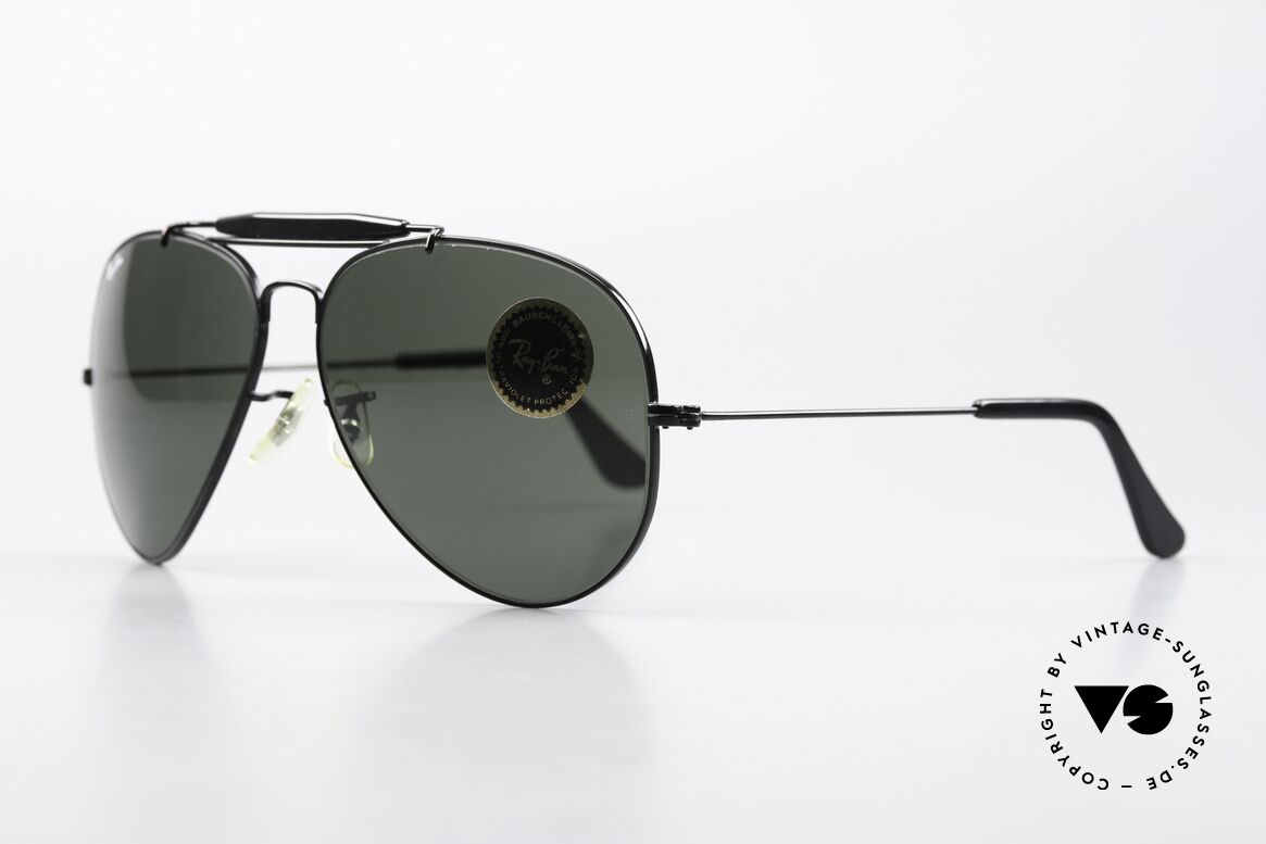 Ray Ban Outdoorsman II G15 Black Chrome Edition, die vintage Pilotenbrille Größe 62/14; Bez. L2114, Passend für Herren