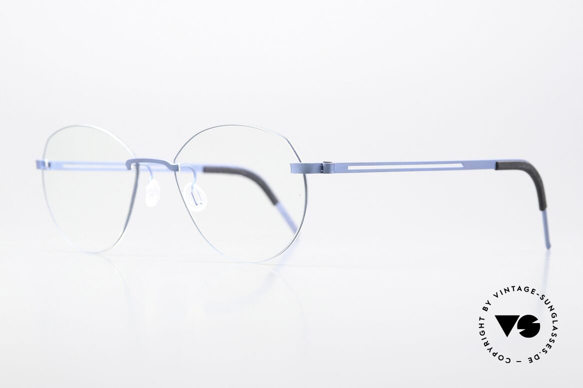 Lindberg 2379 Strip Titan Randlosbrille Feiner Rand, Modell 2379, 52mm, 135 in Farbe 20 = blau metallic, Passend für Herren und Damen