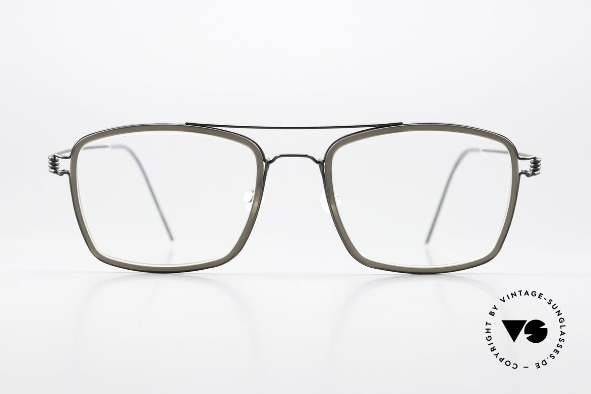 Lindberg Oscar Air Titan Rim Markant Eckige Herrenbrille, Modell Oscar; Gr. 53-20, 145; col. U9 gräulich/schwarz, Passend für Herren