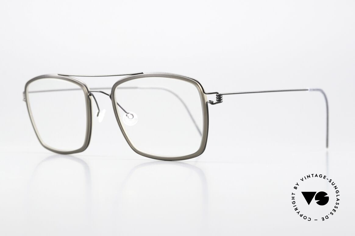 Lindberg Oscar Air Titan Rim Markant Eckige Herrenbrille, markant veredelte Air Titanium Version mit Azetat-Rand, Passend für Herren