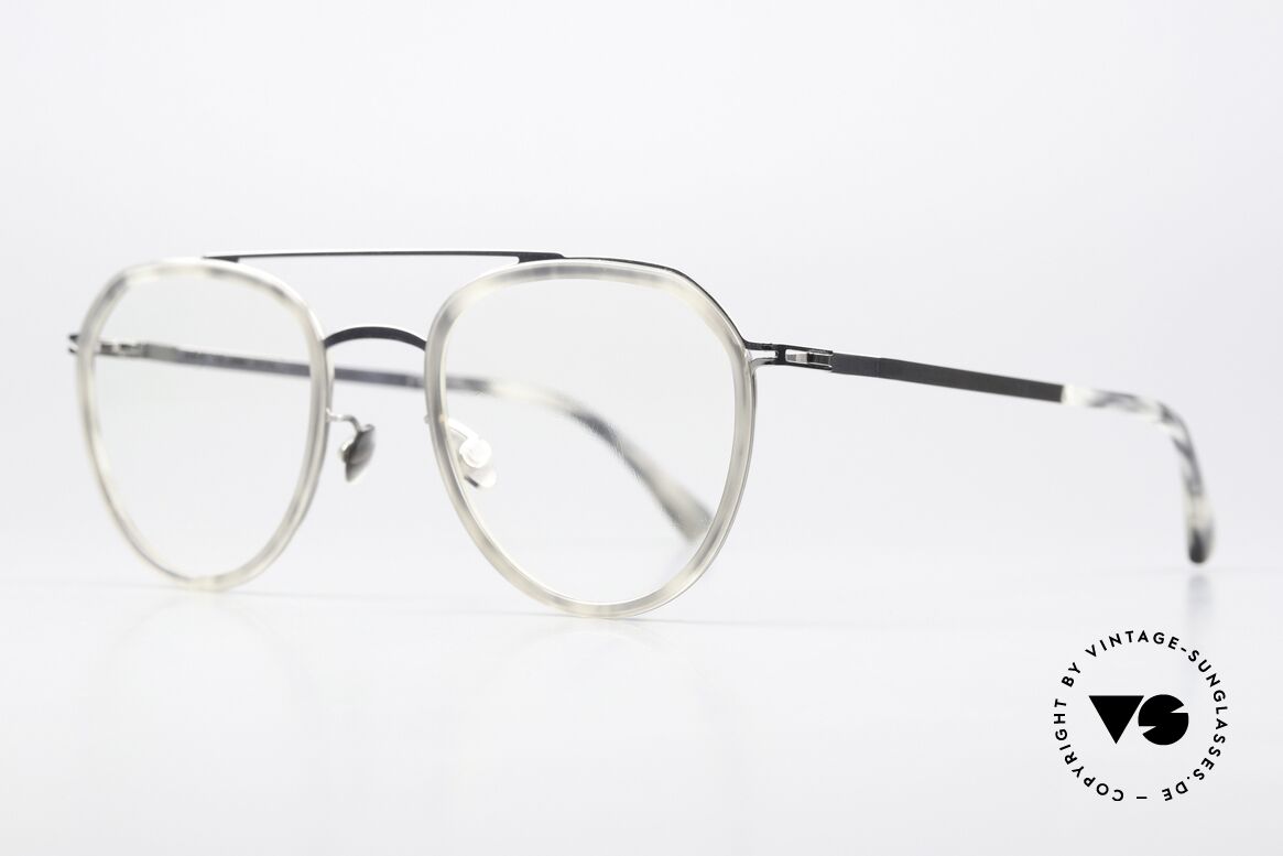 Mykita Jarmo Azetat Inlays In Horn Optik, col 989: silber; Azetat ähnelt grauem Hornmaterial, Passend für Herren und Damen