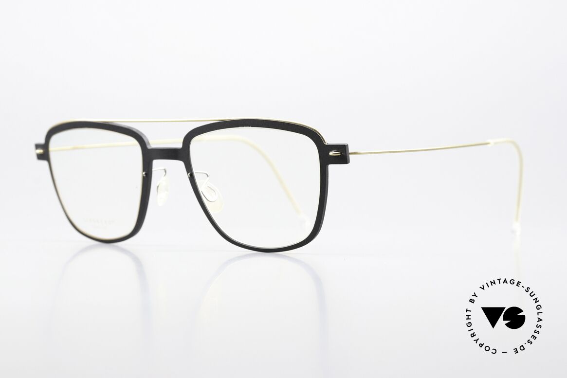 Lindberg 6546 NOW Mattschwarz Und Mattgold, Color GT: mattschwarze Front mit mattgoldenen Bügeln, Passend für Herren